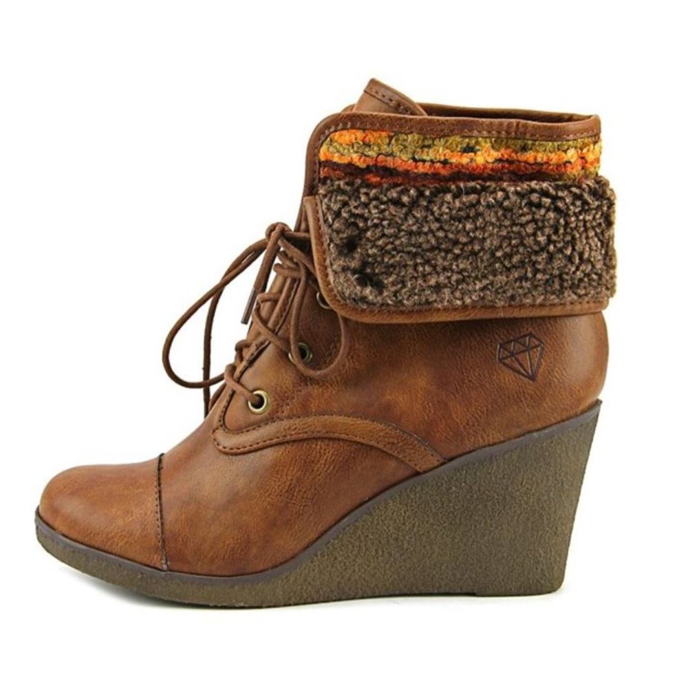 Rock & Candy Sabra Brown Wedge Lace-Up Bootie